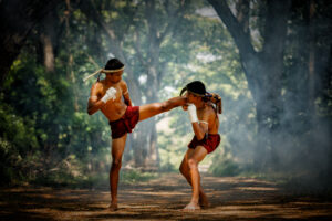 Muay thai or Thai boxing at Thailand